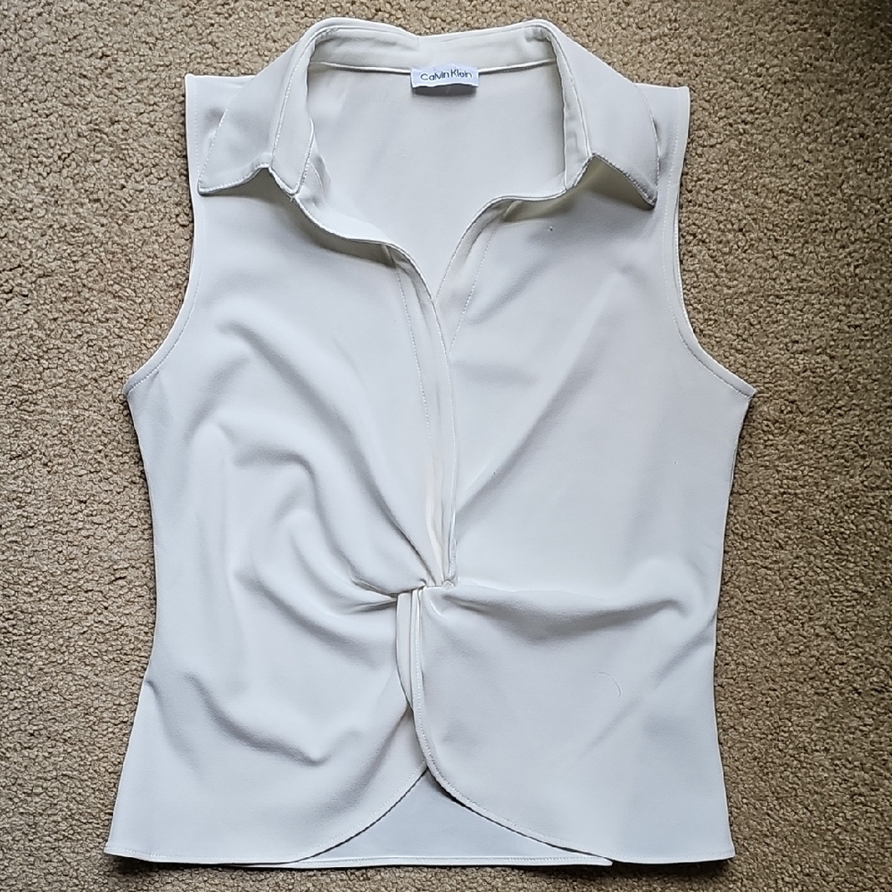 Calvin Klein Women's White Sleeveless Top